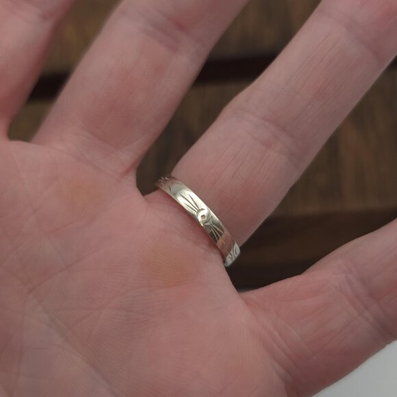 Size 7 Sterling Silver Fancy Scrolled Amethyst Ring A995 - Picture 4 of 8